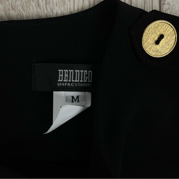 BENDIGO IMPRESSIONS M gold button black dress made USA - Picture 3 of 4